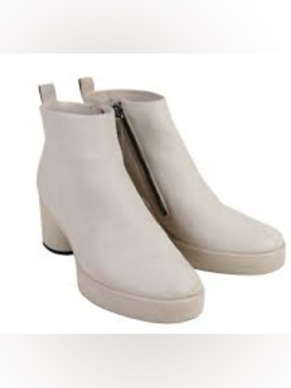 Ecco Women's Cream Front-Zip Platform Ankle Booties, Size 37 6/6.5 small mark.